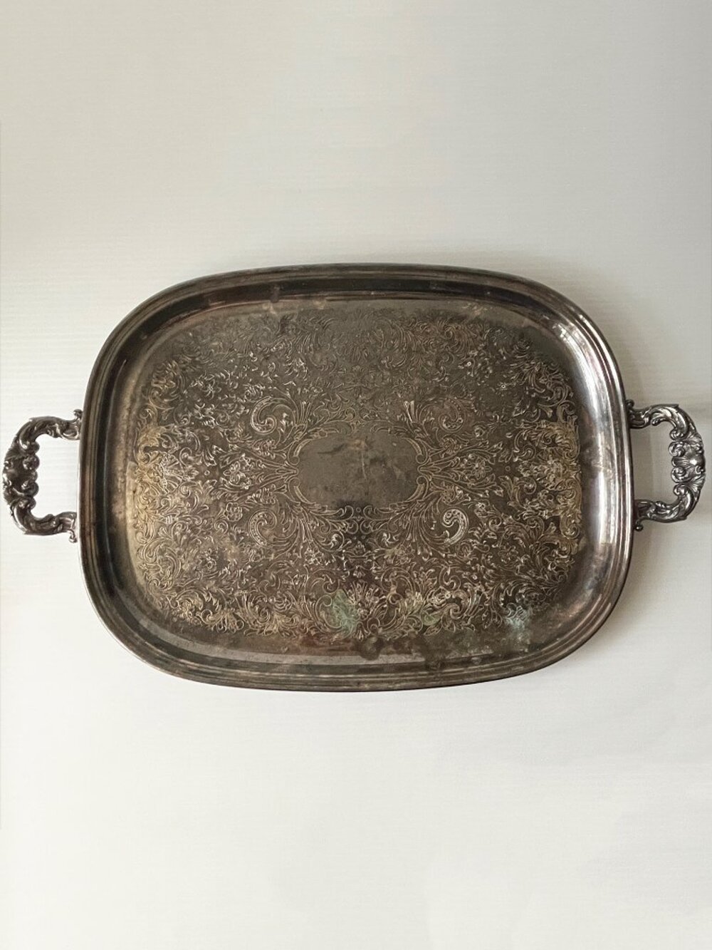Vintage Wm. A. Rogers Silver-Plated Brass Serving Tray w/ Ornate Handles Canada